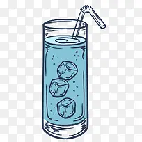 卡通蓝色冰块果汁