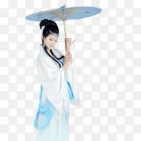 打雨伞的白衣女子造型