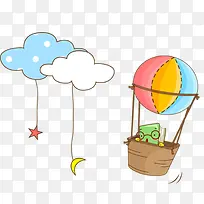 云朵热气球儿童画素材