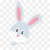 灰色大耳朵复活节兔子