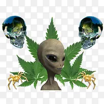 蒸汽波风格科幻外星人