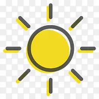 黄色手绘线稿太阳卡通元素