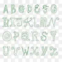 绿色英文字母 粉笔字 卡通字