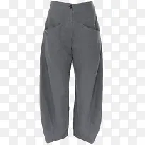 灰色棉麻休闲长裤