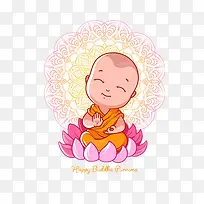 卡通可爱小和尚矢量图