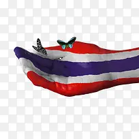 泰国国旗手绘蝴蝶图案
