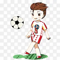卡通足球少年踢足球