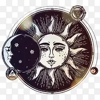 太阳和月亮黑色素材