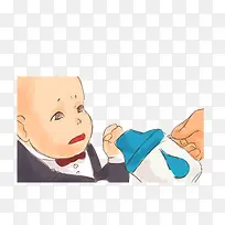 接过奶瓶要喝奶的宝宝