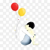 彩色圆弧气球卡通插画