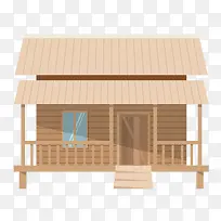 暖色的偏白木材小木屋