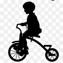儿童骑自行车剪影