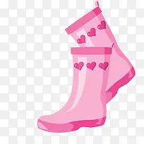 手绘卡通可爱粉色爱心雨鞋