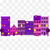 紫色的北京建筑剪影