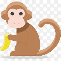 矢量图吃香蕉的猴子