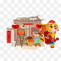 卡通新春小狗形象免抠