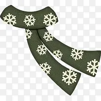 绿色雪花印花围脖