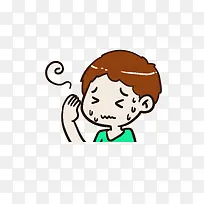 擦不完汗的小男孩