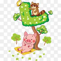 树下的小猪