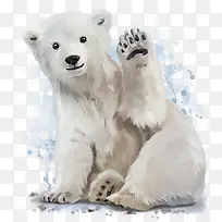 矢量水彩手绘北极熊