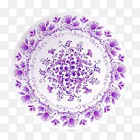 紫色中国风盘子装饰图案