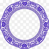 紫色中国风盘子装饰图案