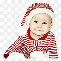 可爱圣诞宝宝 红白条纹圣诞帽子 png素