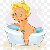 洗澡的小孩