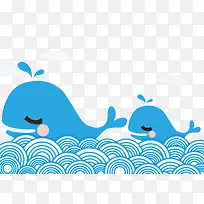 鲸鱼卡通蓝色条纹素材图片