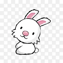 简笔可爱白色小兔子