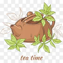矢量茶叶和茶壶