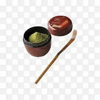 日式茶叶罐和抹茶粉