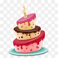 粉色简约生日蛋糕装饰图案