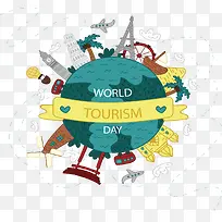 卡通地标世界旅游日