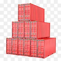 堆叠的红色集装箱