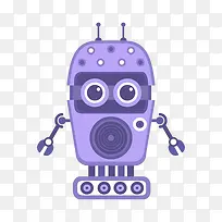 紫色漂亮的大眼睛机器人PNG下载