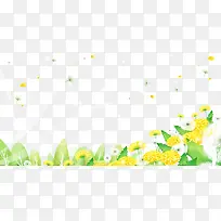 手绘黄色野花背景素材
