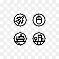 黑白简洁线条图标元素