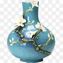 矢量图梅花立体花瓶