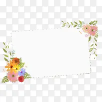 手绘对角花卉方形边框