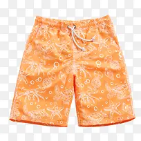 橙色动物印花沙滩裤