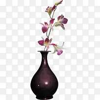 紫色花瓶里的紫色兰花