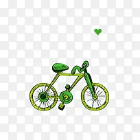 绿色手绘单车