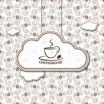 云朵咖啡吊牌扁平化装饰矢量素材