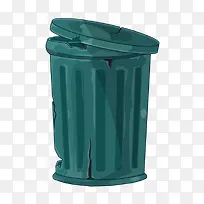 卡通的安全的绿色垃圾桶标识PNG