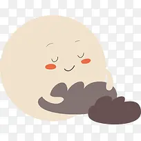 可爱闭眼睛月亮矢量图