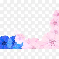 精致花边粉色蓝色花朵装饰边框
