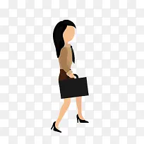 走路的商务女性卡通图