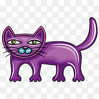 一只紫色的卡通小猫