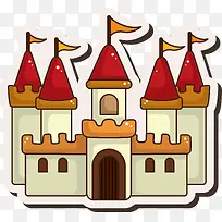 彩色矢量卡通城堡房屋图